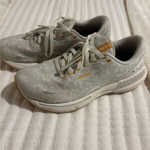 Brooks Light Gray and Orange Athletic Shoes